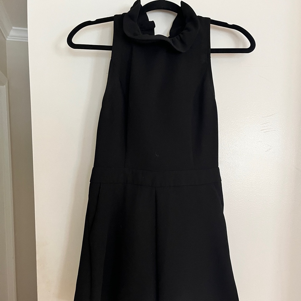 Black Ruffle Neck Romper